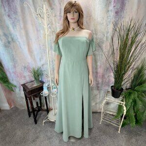 📌Azazie Agave Green Off the Shoulder Chiffon Convertible Bridesmaid -Prom Dress